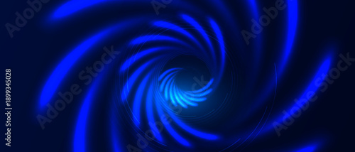 Abstract blue vortex background with glowing light trails, for cyber technology, energy, and futuristic concepts.