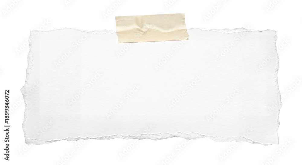 Obraz premium Torn paper banner with beige sticky note, for mockup or advertising, isolated on transparent background, png