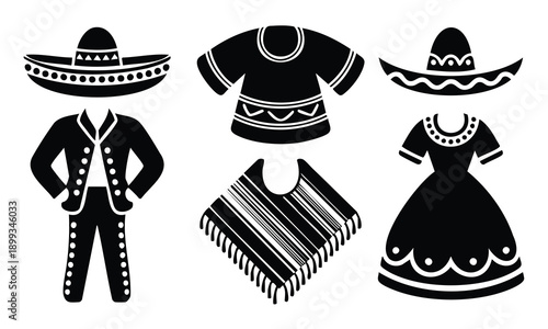 Traditional mexican clothing bundle cinco de mayo silhouette designs