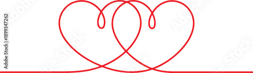 Two red hearts united