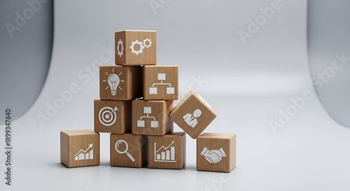 Stacked boxes representing business solutions logistics and strategic planning
