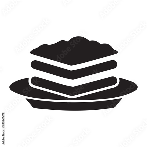 Lasagna icon on plate classic italian pasta dish silhouette