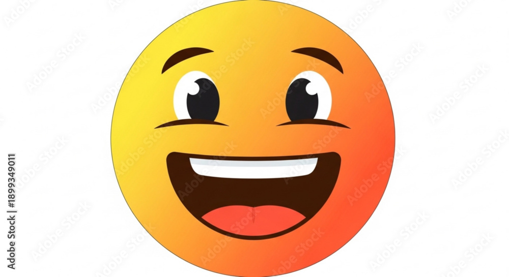 Fototapeta premium Smiling Emoji Face with Open Mouth and Winking Eyes Isolated on White