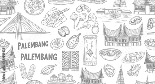 Culinary Delights of Palembang, Indonesia - Illustrative Art