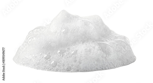 Quadro su tela Foam pile, white soap suds or shaving cream, isolated on transparent background,