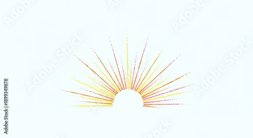 Sunrise with Yellow and Orange Rays on White Background