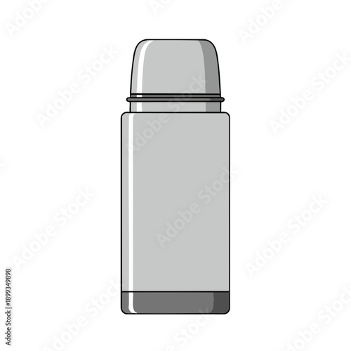 Simple gray thermos bottle illustration with rounded lid and base