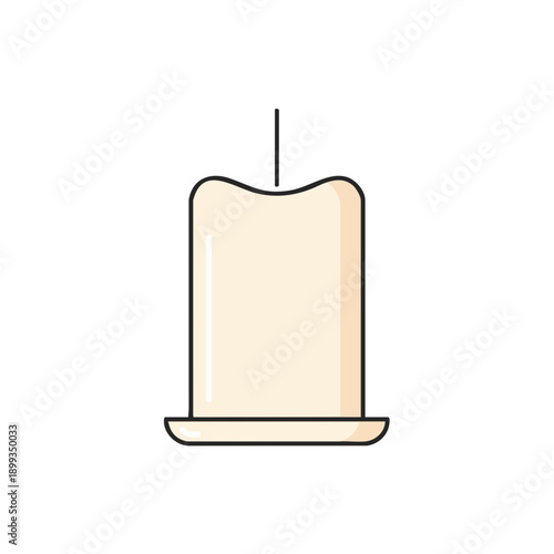Simple beige candle with black outline and central wick illustration