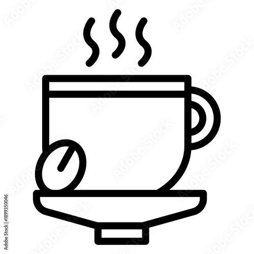 Hot Coffee Vector Line Icon Design