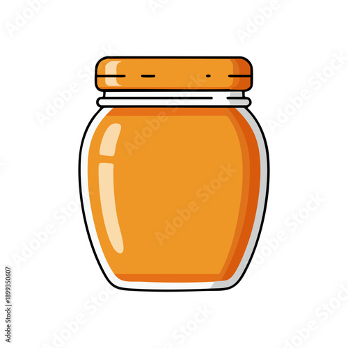 Cartoon jar filled with orange liquid, sealed with a matching lid
