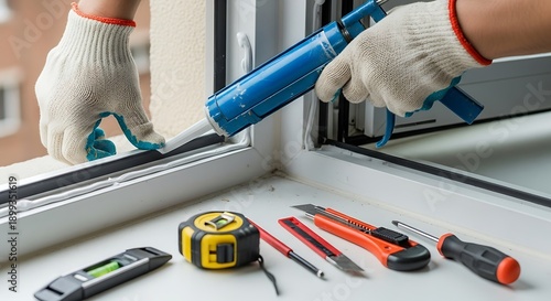 Applying sealant around a window frame for weatherization improvement