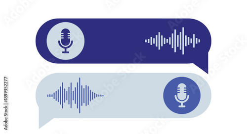 Voice message icons with sound waves on chat bubbles