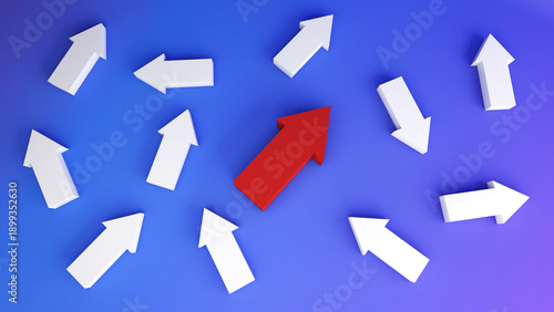 A business concept like an arrow without direction creates ambiguity in the business plan, leading to confusion and dysfunction within the organizational system. ,3d rendering