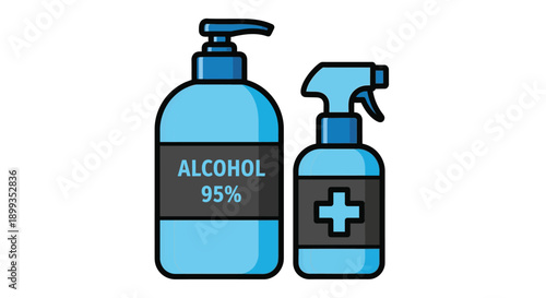 Two bottles of alcohol based hand sanitizer and disinfectant spray