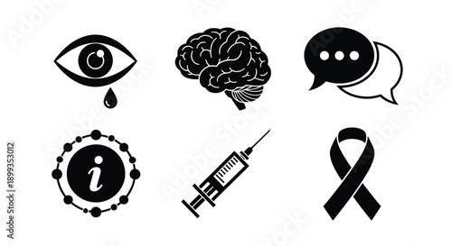 Mental health awareness symbols and icons for support and education