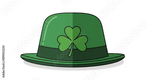 Green st patrick's day hat with shamrock emblem on white background festive irish symbol