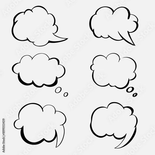 Comic burst, speech bubble, and text box silhouettes in vector style. essential graphic elements set for comic design, pop art, dialog highlights, and creative retro style storytelling. vector