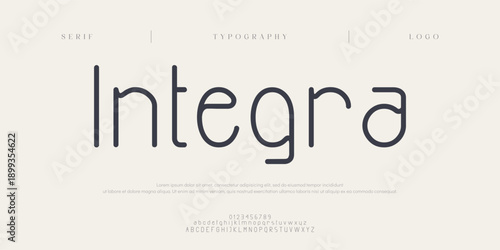 Integra, Creative digital minimal modern logo alphabet fonts. Typography minimalist urban sana serif digital fashion future creative logos fonts. vector illustration
