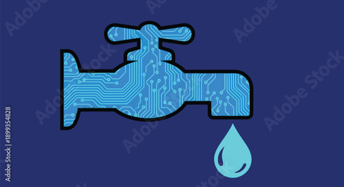 Digital circuit board faucet with a single water drop