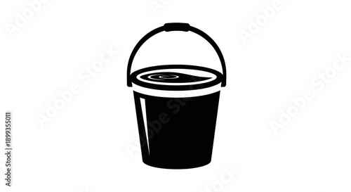 Black and white bucket icon for various uses, isolated on a clean background.