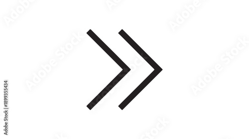 Double Greater-Than Symbol in Minimalist Design with Black Color on White Background for Navigation Icon