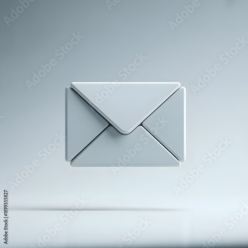 A close-up view of a white envelope with a subtle shadow effect on a light background