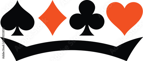 Abstract Casino Poker Icon Set  Spade, Diamond, Club, Heart Symbols