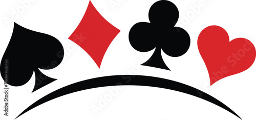 Abstract Casino Poker Icon Set  Spade, Diamond, Club, Heart Symbols