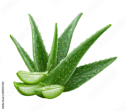 Fresh aloe vera plant with sliced leaves