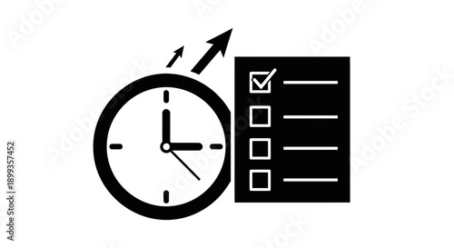 Clock and Checklist Icon Symbolizing Time Management.