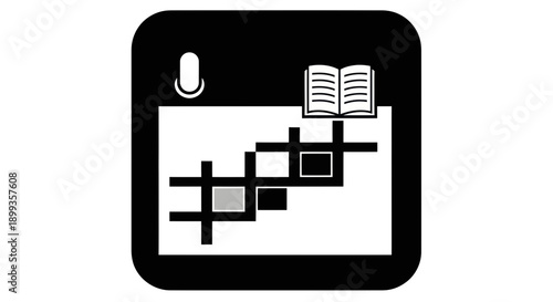 Simple Black and White Calendar Icon.