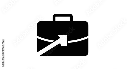 Black Briefcase Icon with White Arrow.