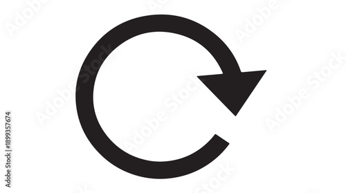 Circular arrow icon in modern minimalist design with dark color scheme on white background for reload symbol