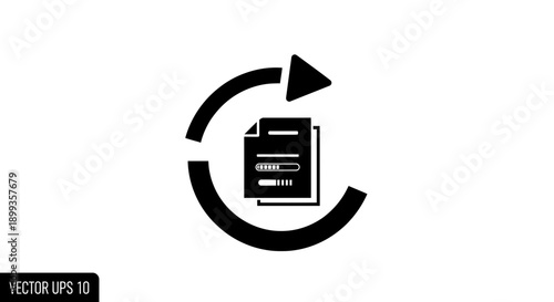Black Document Refresh Reload Update Icon.