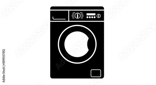Front View of Modern Washing Machine Appliance.