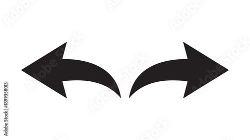 Opposing Arrows in Simple Flat Design with Black Color on White Background for UI Elements
