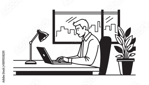 Man thinking with lightbulb above head, creative idea and innovation