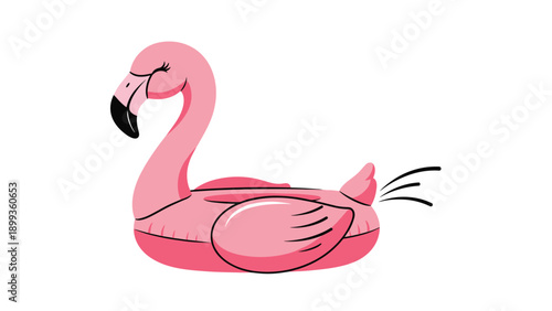 Pink flamingo inflatable pool float on a white background is perfect for summer beach parties and tropical vacation themes.