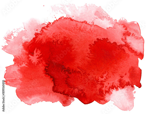 Abstract red watercolor splash with artistic paper texture isolated on white background