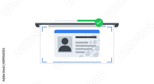 Digital ID card scanning and successful verification process graphic