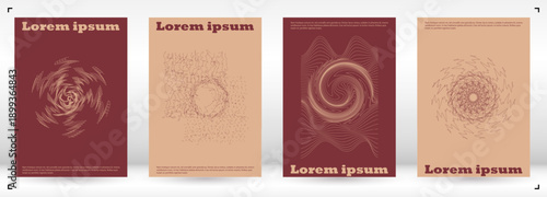 Set of Minimal Vector Brochure Design with Circles and Wave Lines. Modern Background with Geometry Lines. Good for Business Template or Concert Brochure. Hipster Style.