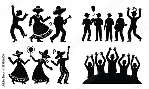 Cinco de mayo silhouette set bundle cinco de mayo silhouette of people