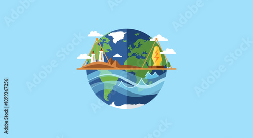 Global Environment Illustration Showing Earth from Space