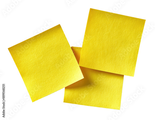 Three bright yellow sticky notes layered atop one another, against a black background