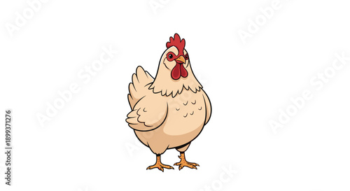 Brown hen bird standing alone on a white background looking forward in a simple vector illustration style for poultry and farm themes.