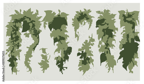 Tropical Jungle Liana Vine Vector Decorative Elements