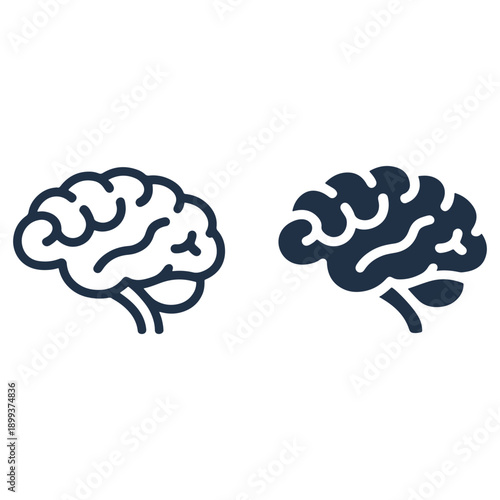 Minimalist dual brain vector icons for neuroscience and psychology design