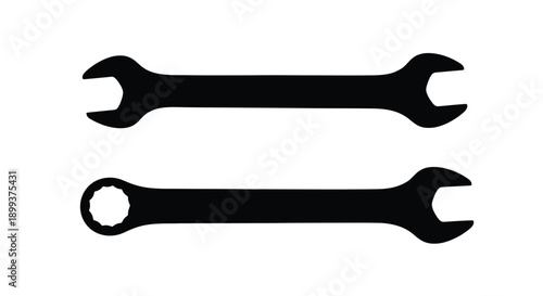 Two wrenches displayed on a white background a striking silhouette