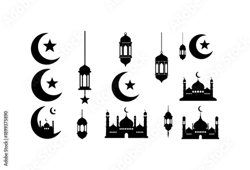 Islamic Symbols and Mosque Silhouettes Collection