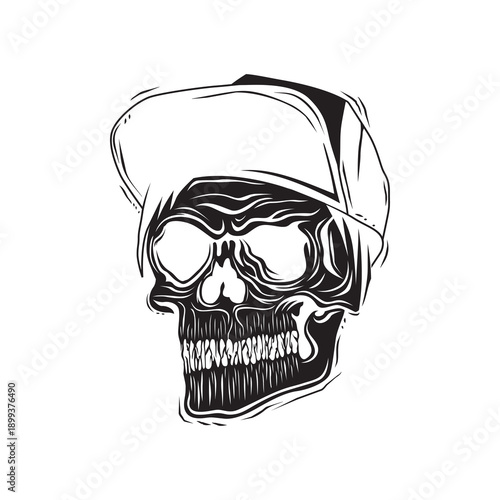 skull wearing a hat

